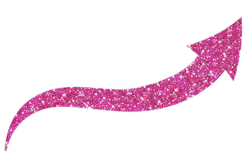 Pink glitter curve arrow line white background accessories.
