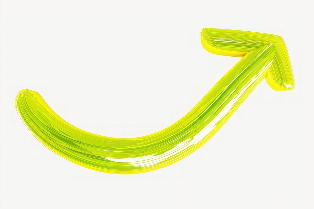 Yellow-green neon curve arrow line white background graphics.