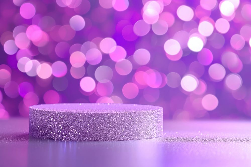 Purple glitter background illuminated celebration decoration.