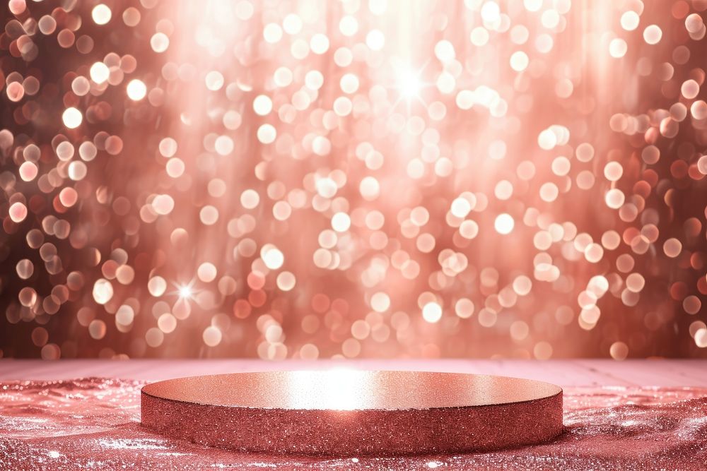 Rose gold holographic background illuminated celebration decoration.
