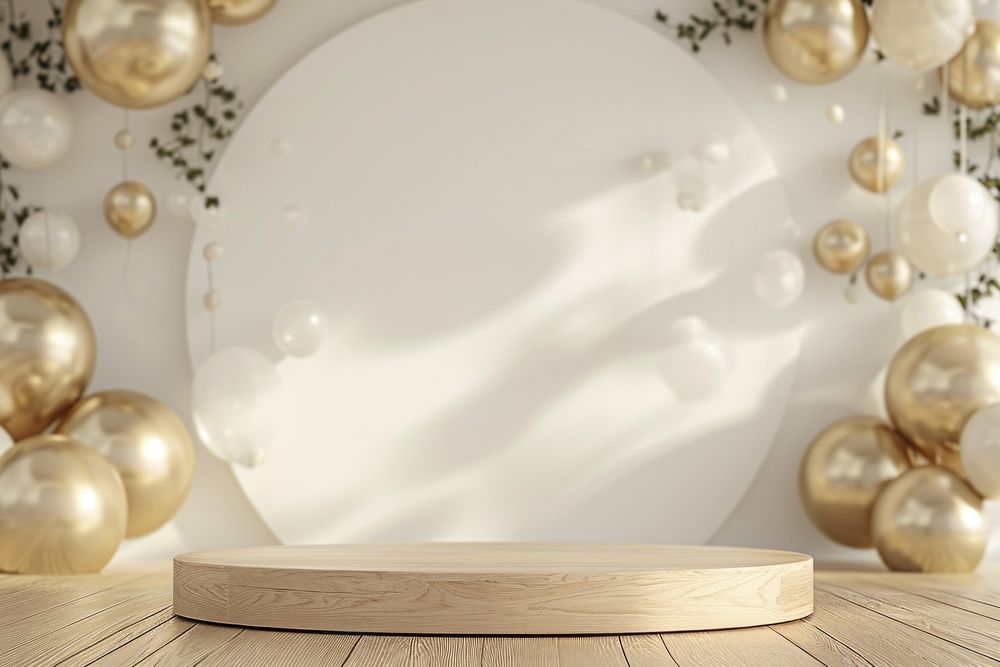 Transparency balloon background christmas gold wood.