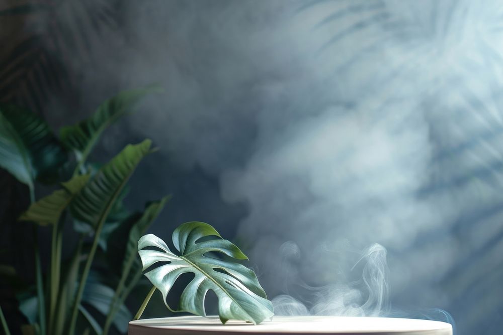 Abstract smoke background leaf incense plant.