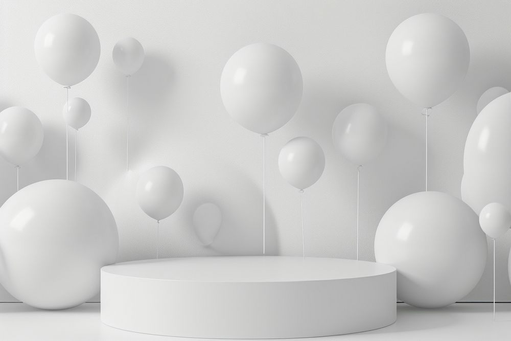 White balloon background celebration decoration monochrome.
