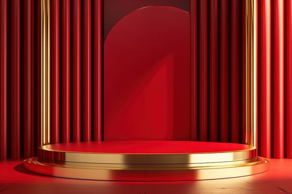Luxury background stage gold red.