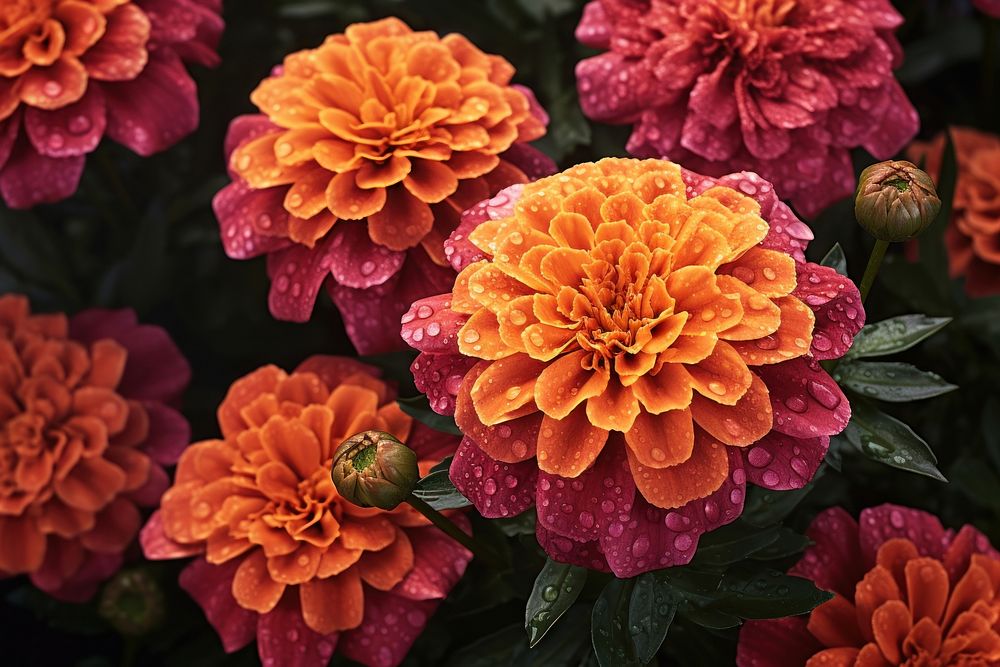  Plant background flower marigold dahlia. 