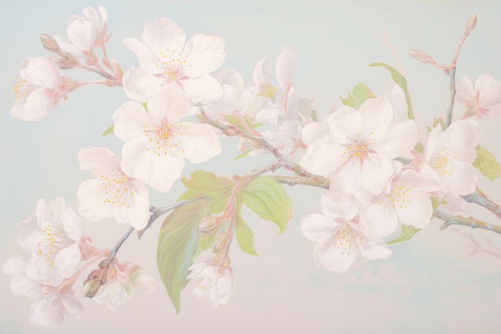  Cherry blossom flower plant inflorescence. AI generated Image by rawpixel.