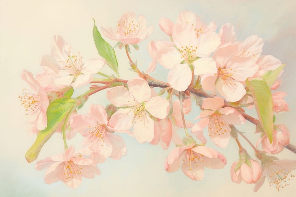 Cherry blossom flower plant art. AI generated Image by rawpixel.