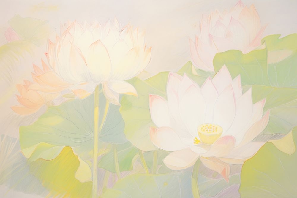  Lotus backgrounds painting flower. AI generated Image by rawpixel.