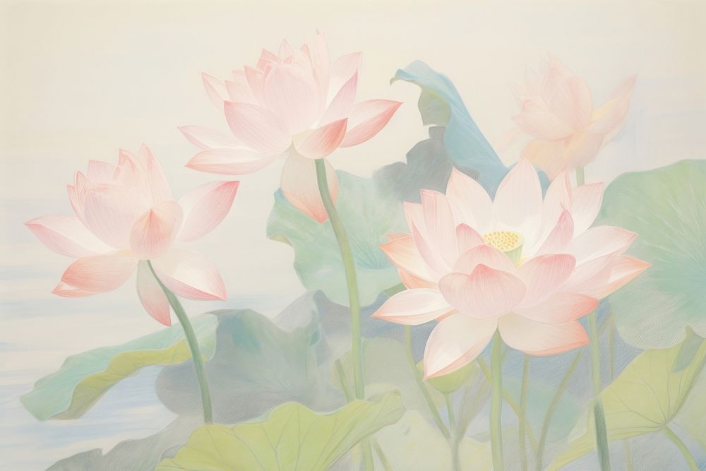  Lotus painting flower petal. AI generated Image by rawpixel.