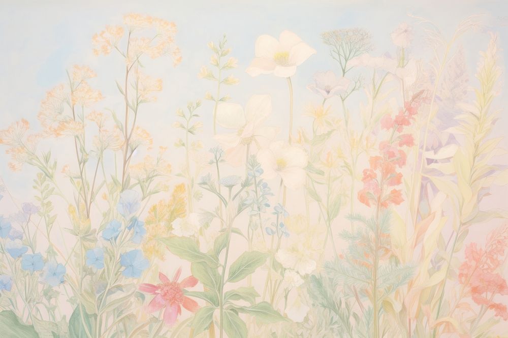  Meadow backgrounds painting pattern. AI generated Image by rawpixel.