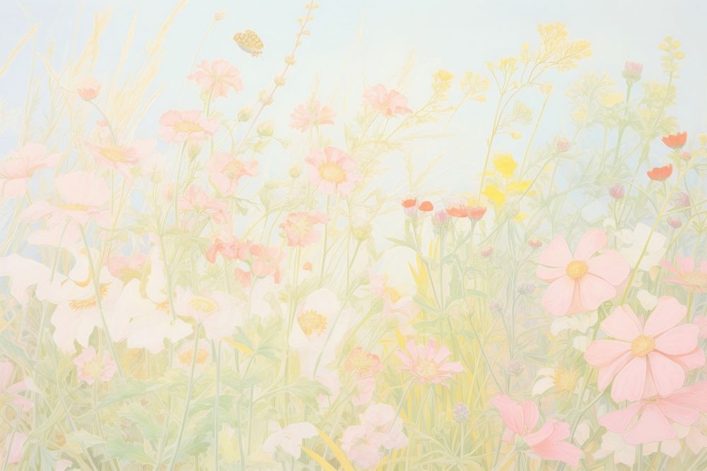  Meadow backgrounds outdoors painting. AI generated Image by rawpixel.