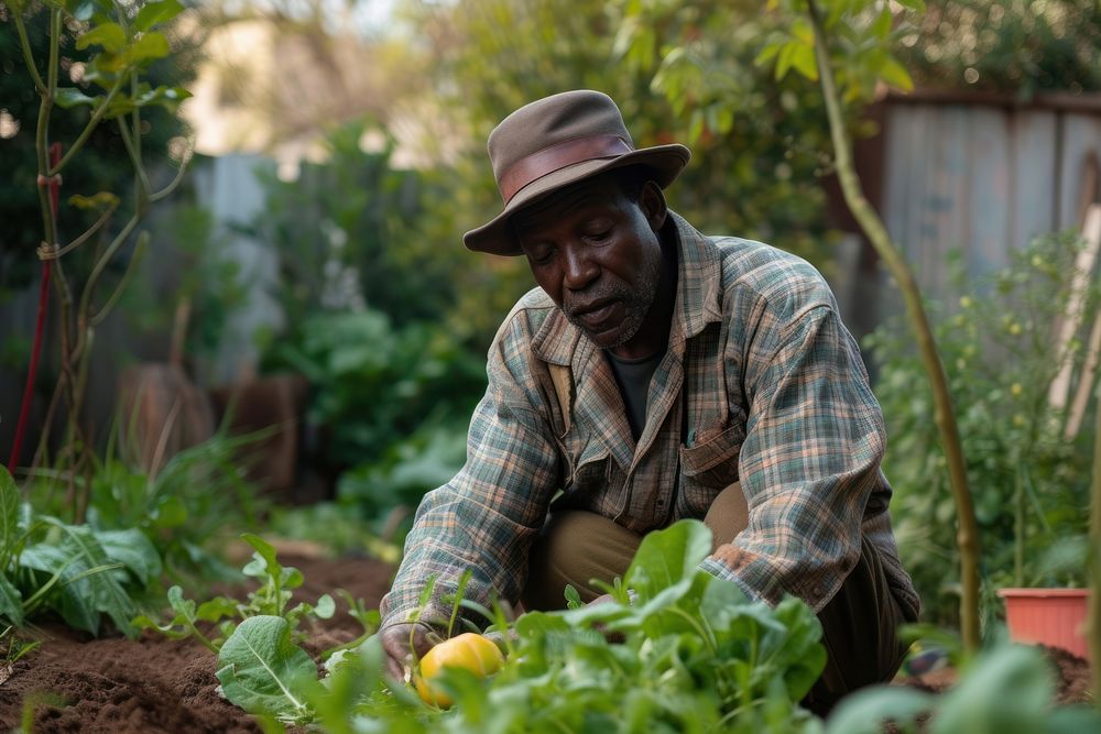 Black South African man gardening outdoors adult.