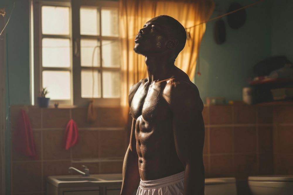 Black South African man adult bodybuilding bodybuilder.