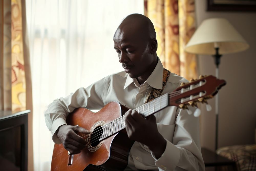 Black South African man guitar musician adult.