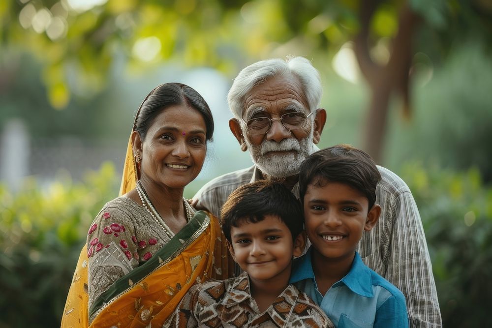 Indian family portrait glasses.