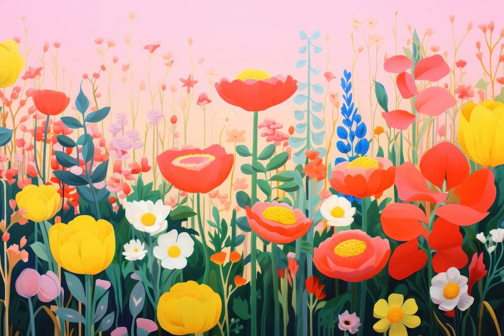  Colorful garden painting outdoors pattern. AI generated Image by rawpixel.