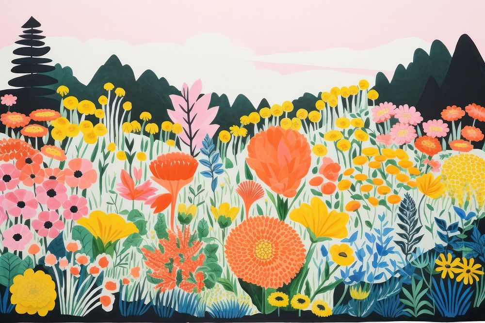  Colorful english garden art painting pattern. AI generated Image by rawpixel.