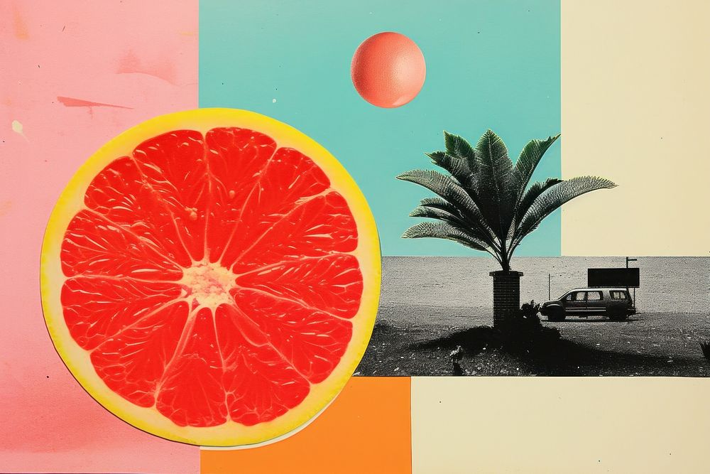  Colorful collage grapefruit plant food. AI generated Image by rawpixel.