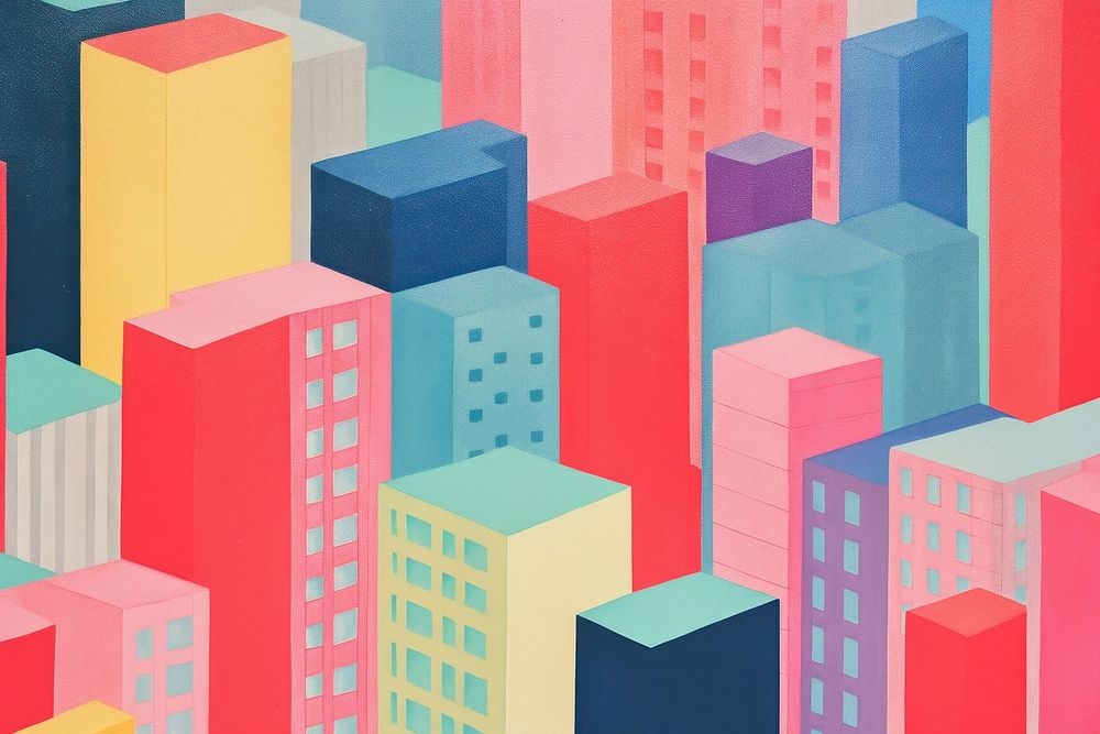  Colorful city collage art metropolis neighbourhood. AI generated Image by rawpixel.
