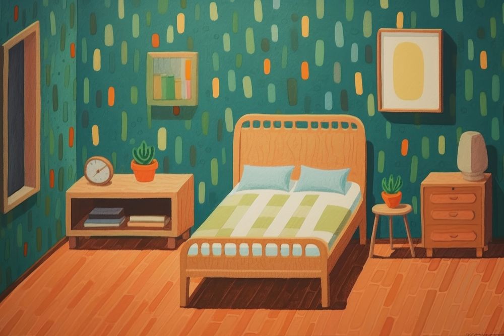 Bedroom furniture pattern book. AI generated Image by rawpixel.