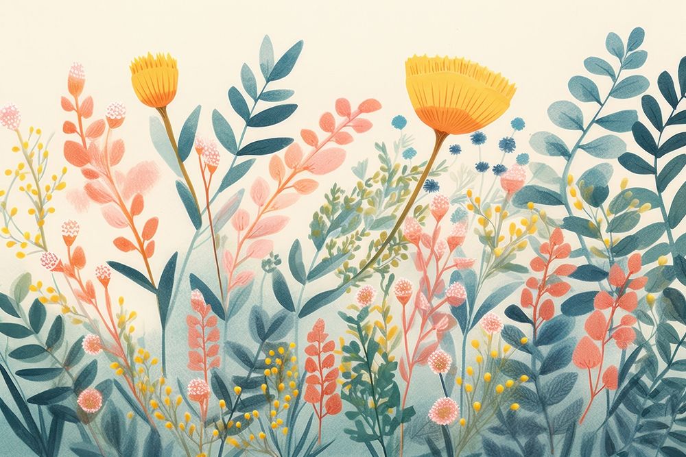 Flowers pattern painting plant. AI generated Image by rawpixel.