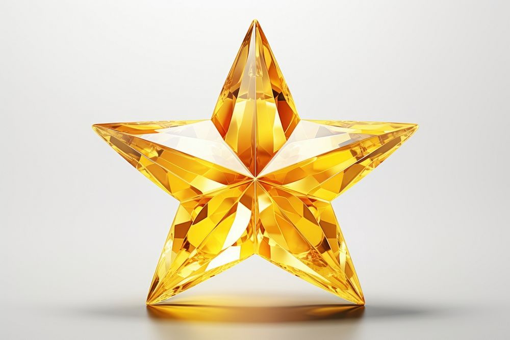 Yellow star shape gemstone jewelry white background.
