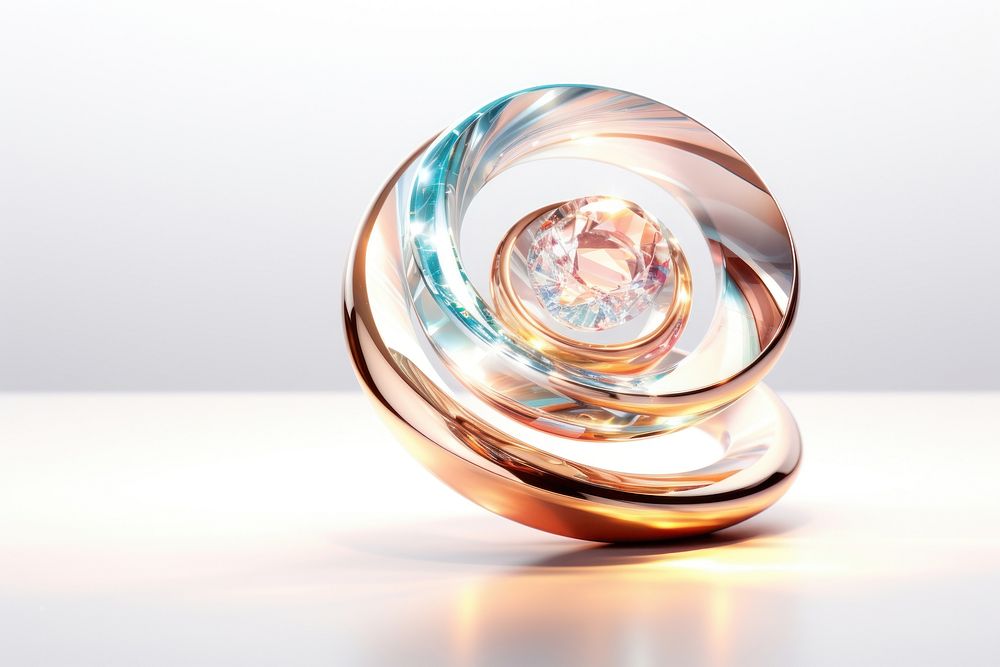 Floating spiral geometric spring gemstone jewelry diamond.