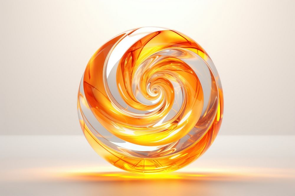 Floating spiral geometric spring confectionery illuminated abstract.