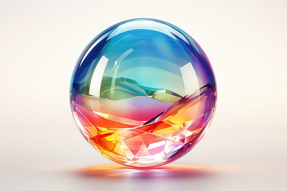 Rainbow bubble sphere transparent refraction.