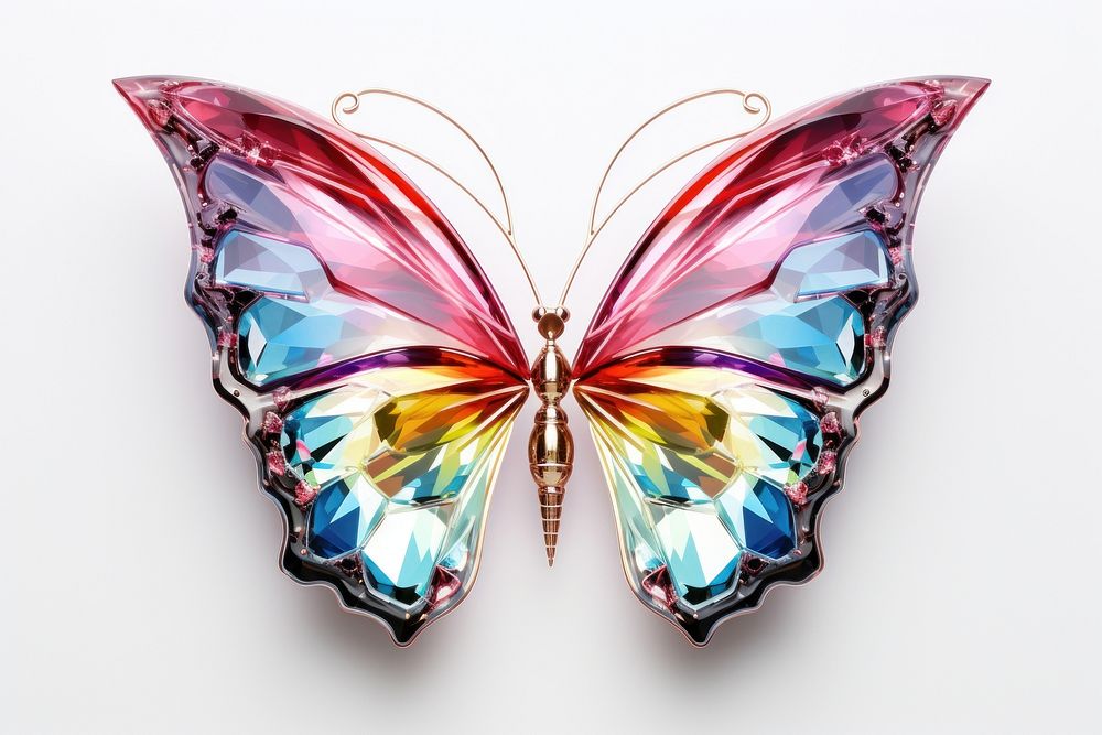Butterfly gemstone white background accessories.