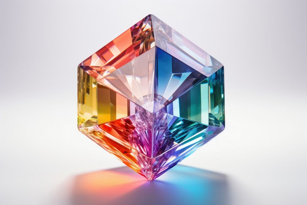 Rainbow cube gemstone crystal jewelry.
