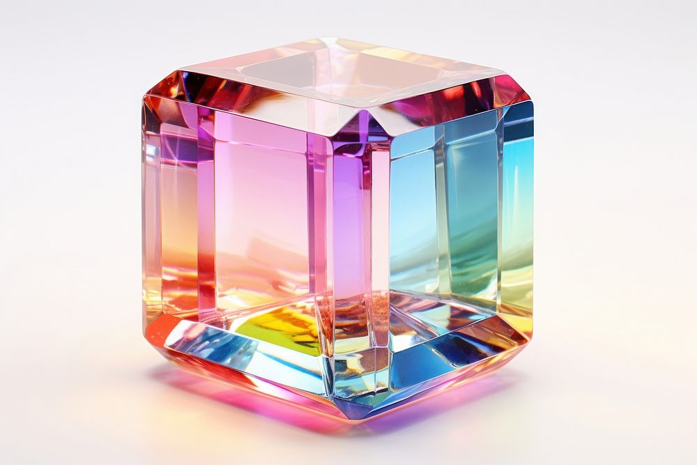 Rainbow cube gemstone crystal jewelry.