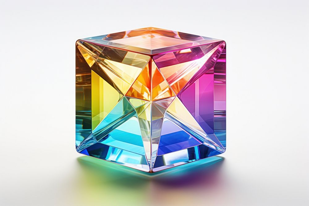 Rainbow cube gemstone jewelry crystal.