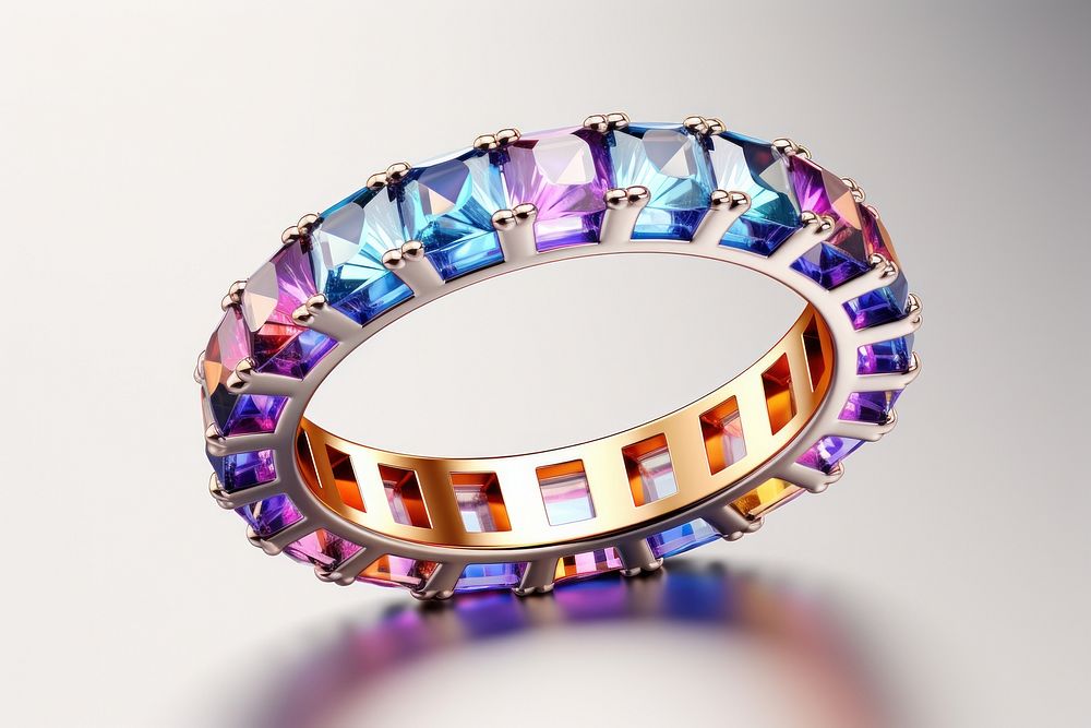 Rainbow ring gemstone amethyst jewelry.