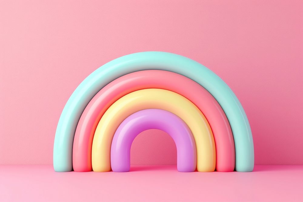 3d render icon of cute rainbow architecture spectrum idyllic.