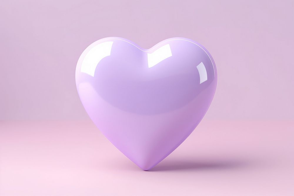 3d render icon of heart lavender balloon circle.