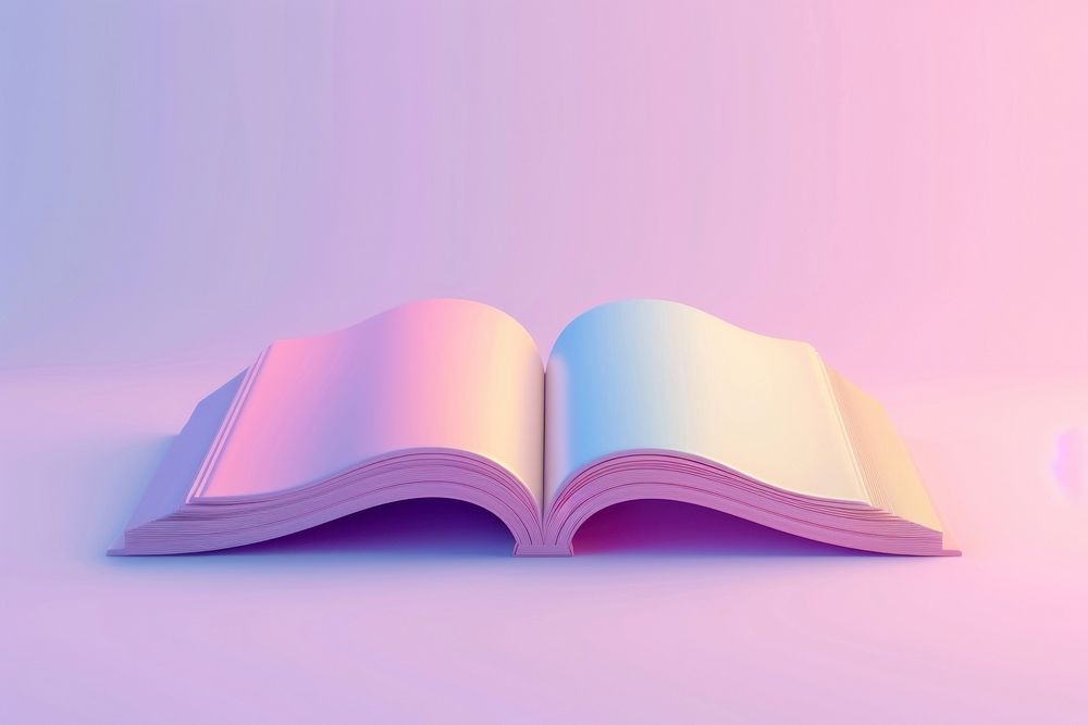 3d render icon of open book publication page text.