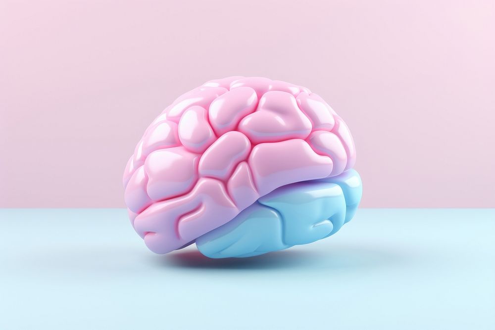 3d render icon of minimal cute brain investment medical science.
