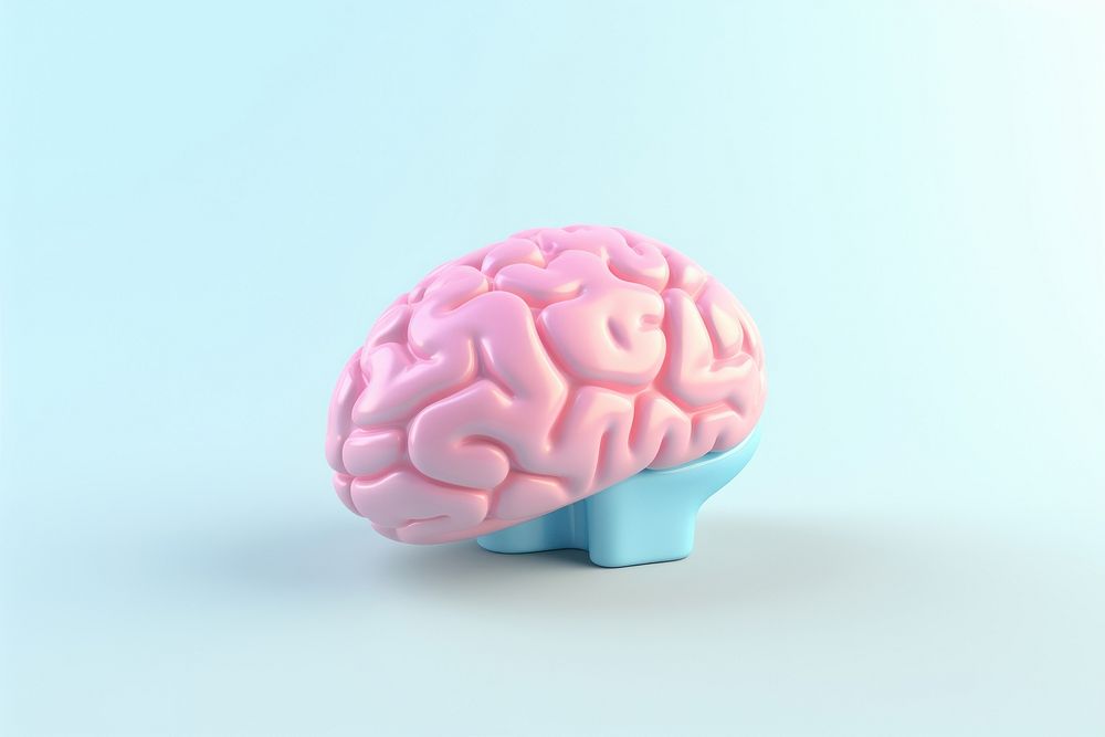 3d render icon of minimal cute brain investment outdoors figurine.