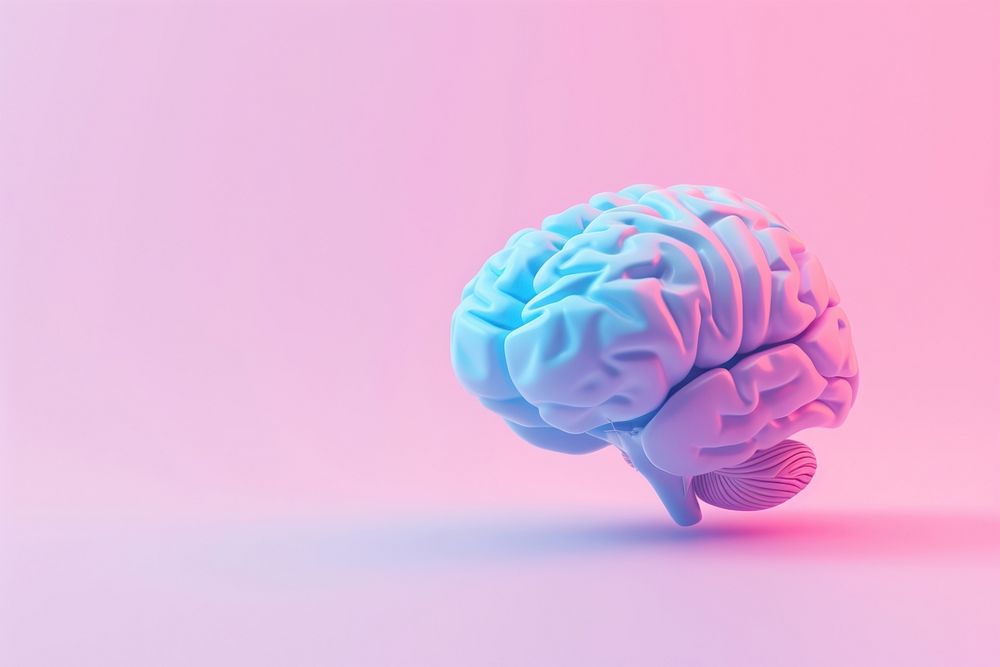 3d render icon of minimal cute brain medical dessert purple.
