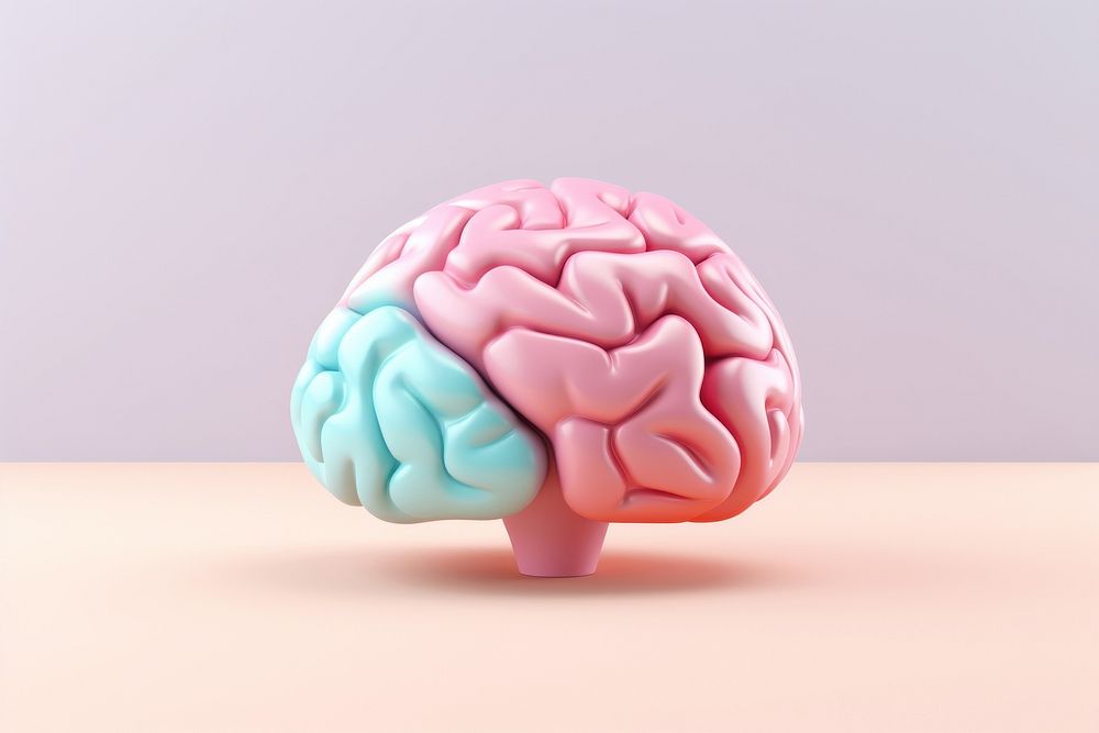 3d render icon of minimal cute brain investment medical purple.