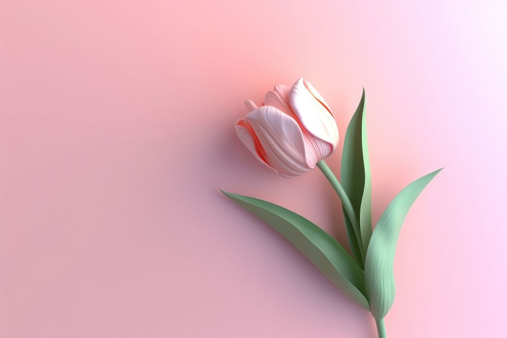 3d render icon of minimal cute pastel tulip flower petal plant.