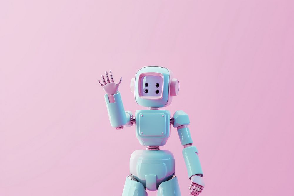 3d render icon of minimal cute pastel colorful robot toy representation technology.