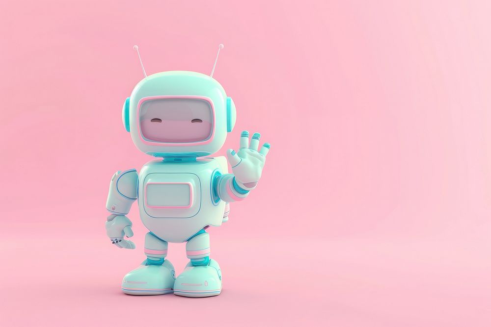 3d render icon of minimal cute pastel colorful robot toy representation technology.