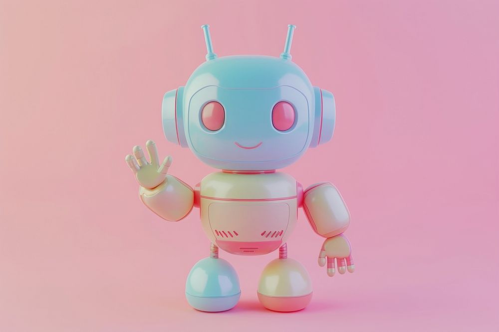 3d render icon of minimal cute pastel colorful robot toy representation celebration.