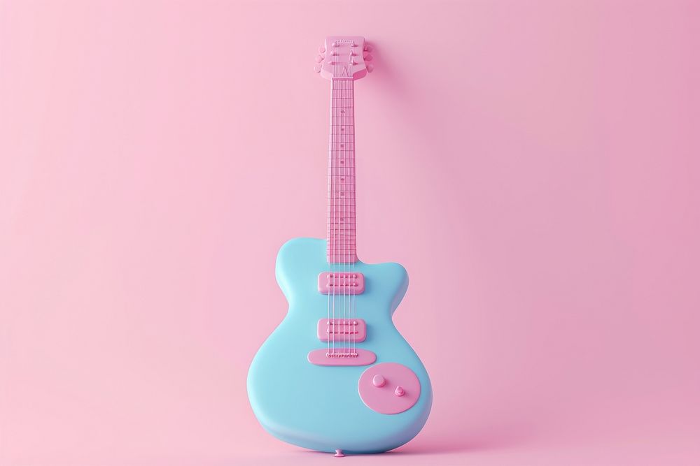 3d render icon of minimal cute pastel guitar amplifier turquoise string.