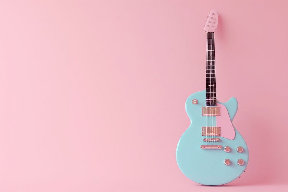 3d render icon of minimal cute pastel guitar fretboard amplifier turquoise.