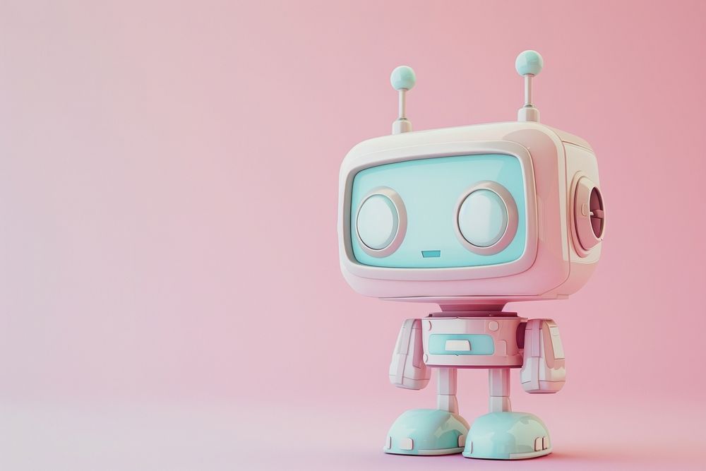 3d render icon of minimal cute pastel robot representation electronics technology.