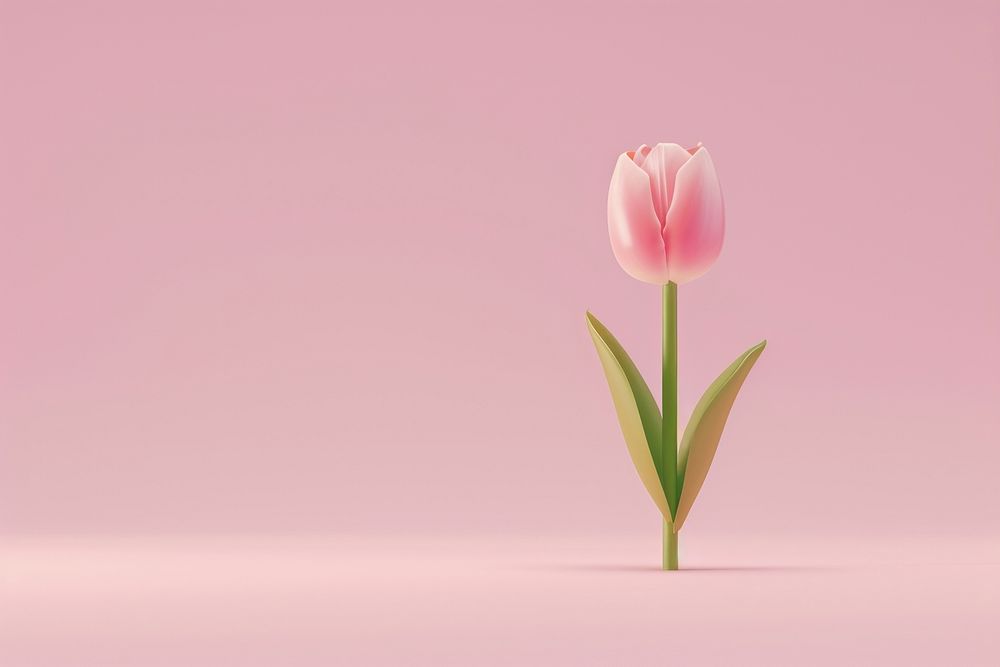 3d render icon of minimal cute tulip blossom flower plant.
