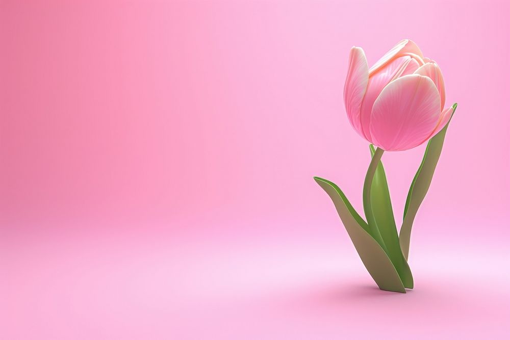 3d render icon of minimal cute tulip blossom flower petal.